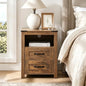 Farmhouse Night Stand, Rustic Brown Nightstand for Bedroom, End Tables with Charging Station, Bedside Table with Drawers, Wood Bedside Cabinet Dresser - color: Brown, size: 1pcs with Charging
