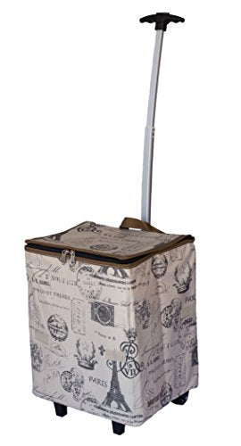dbest products City Smart Cart, Paris Collapsible Rolling Utility Cart Basket Grocery Shopping Teacher Hobby Craft Art - color: Paris, size: Standard