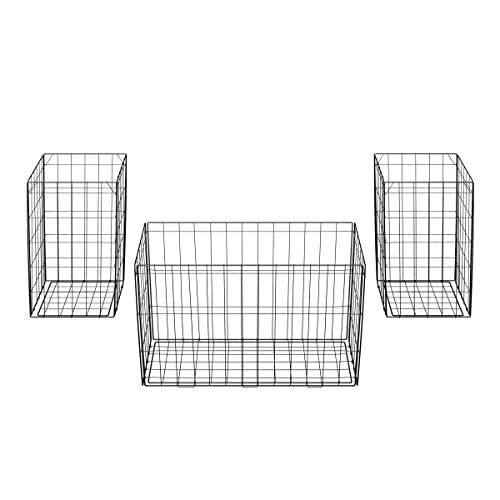 Lavish Home End Tables and Coffee Table Set of 3, Brown/Black | 31.5”/14.13” Foldable Living Room Tables with Metal Storage Baskets and Removable Lids, 2 Small Side and 1 Large Coffee Table - color: Brown Square 3