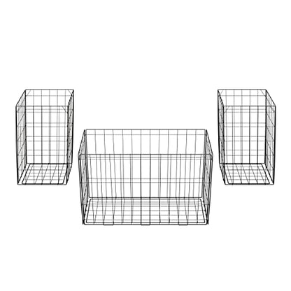 Lavish Home End Tables and Coffee Table Set of 3, Brown/Black | 31.5”/14.13” Foldable Living Room Tables with Metal Storage Baskets and Removable Lids, 2 Small Side and 1 Large Coffee Table - color: Brown Square 3
