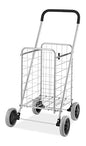 Whitmor Utility Shopping Cart - Durable Folding Design for Easy Storage, Model Number: 6250-4997-2-SIOC - size: 11"L x 13.25"W x 34.25"H, Gray