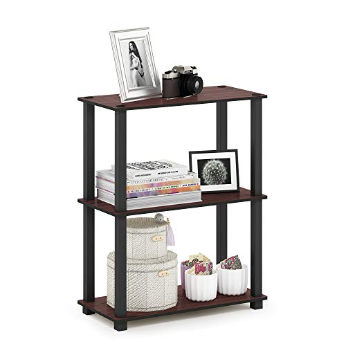 Furinno TURN-S-TUBE Storage Shelves, 3-Tier Book Shelf, Corner Shelf, Toolless Open Shelves, for Organization and Storage, Living Room, Garage, Home Office, Dark Cherry - color: Dark Cherry/Black, size: 3-Tier Square Tube