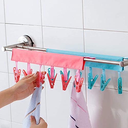 TamBee Travel Hangers Foldable for Suitcase Clothespin Travel Portable Folding Clothes Drying Hanger with 6 Clips Pack of 3 (Black, Red, Rose red) - color: Black, Red, Rose Red