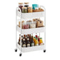 MAX Houser 3-Tier Rolling Utility Cart with Caster Wheels,Easy Assembly, for Kitchen, Bathroom (White) - color: White, size: 3-Tier Standard Cart