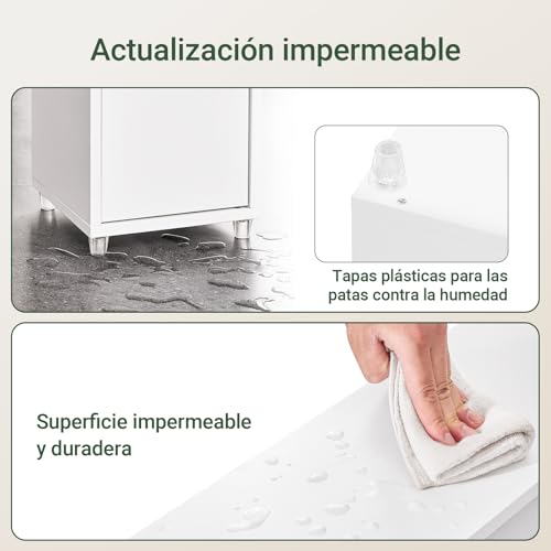 Haotian Tall Bathroom Storage Cabinet, 7.8 x 7.8 x 70.8 in, White | Tall Freestanding Bathroom Storage Cabinet With Adjustable Shelves, Slim Space-Saving Unit For Compact Bathroom, BZR34-W - color: Matte White