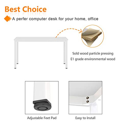 Need 63 Inch Large Computer Desk, Ample Legroom, Metal Frame, All White | Home Office Desk, Basic Sturdy Writing Table, Adjustable Feet, Water-Resistant, Dorms & Bedrooms, Easy Assembly, Game & Study - color: White, size: 63 inches