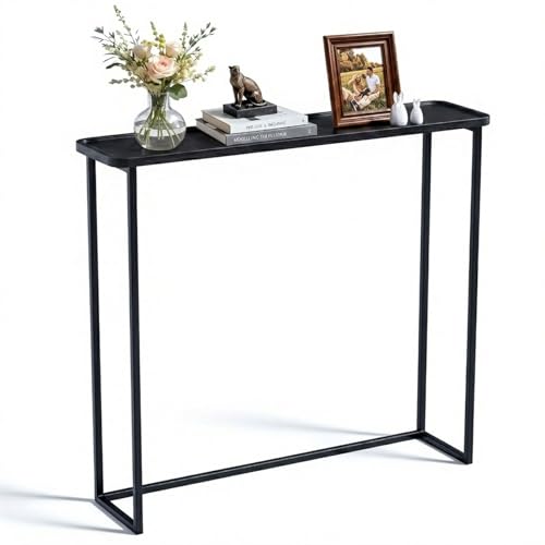 Faesun 33.5 Inch Behind Couch Table, Vacuum Forming Narrow Console Table, Thin Sofa Side Display Table, for Living Room, Bedroom, Black - color: Black, size: 33.5"w x 7.9"d (Centered)