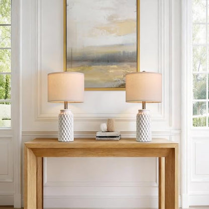 USumkky 20.5" Ceramic Table Lamps Set of 2 - Modern Farmhouse & Boho Style, Bedside Nightstand Lamps for Bedroom, Living Room End Table Lamps, Small Desk Lamp(Matte White) - color: 20.5" Matte white-2 Pack