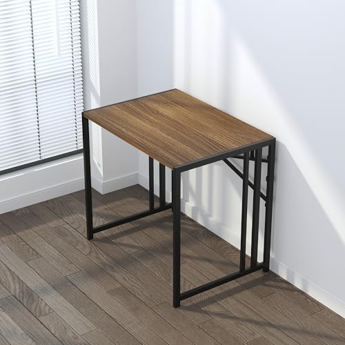 Lutown-Teen Folding Computer Desk 32 inch Writing Gaming Computer Camping Table, No Assembly Required Home Office Desk, Espresso - color: Espresso, size: 32 Inch