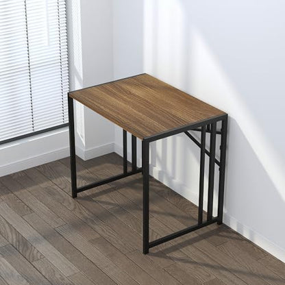 Lutown-Teen Folding Computer Desk 32 inch Writing Gaming Computer Camping Table, No Assembly Required Home Office Desk, Espresso - color: Espresso, size: 32 Inch