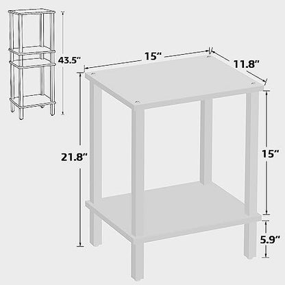 TUTOTAK End Table, Set of 2, Side Table, Nightstand, 2-Tier Storage Shelf, Sofa Table for Small Space, Living Room, Bed Room TB01BW035 - color: Pure White