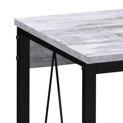Antique White and Black 35.5" Writing Desk with Metal Sled Base