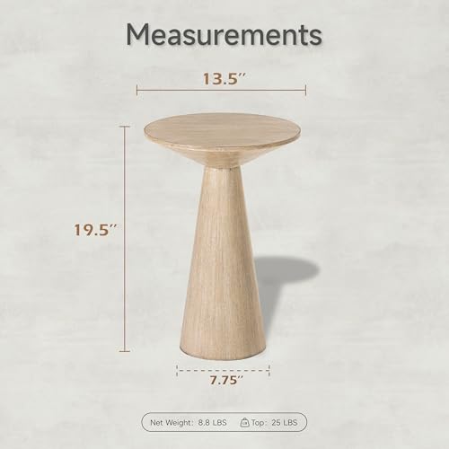 COZAYH Small Pedestal End Table Round Farmhouse Martini Table Wood Plant Stand Rustic Drink Table for Small Space Living Room, Distressed Grey - color: Natural Wood