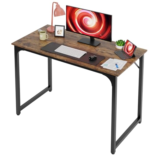 BestOffice Sturdy Desk Computer Desk Home Office Desk Small Desk Multi-Function Writing Table Student Art Modren Simple Style PC Wood and Metal Desk Workstation (39 inch, Vintage) - color: Vintage, size: 39 Inch