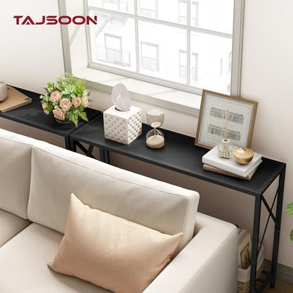 Console Table 41.8", 2 Tier Narrow Entryway Table with Shelves | Black Sofa Table with Stable X-Frame, Behind The Couch, for Entryway, Hallway, Entrance, Living Room, Foyer, Office, Black - color: Black