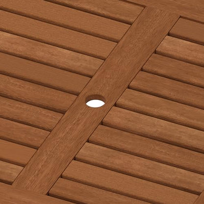 Furinno FG18006 Tioman Hardwood Patio Furniture Square Table with Umbrella Hole, Natural, 35.4"D x 35.4"W x 29.2"H - color: Natural, size: 35.4"D x 35.4"W x 29.2"H