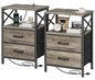 Huuger Nightstands Set of 2, Night Stand with Charger Station, 2 Drawer Side Table with Open Shelf, USB-C Port, End Table for Small Spaces, X Shaped Side Rail, Oak - color: Oak