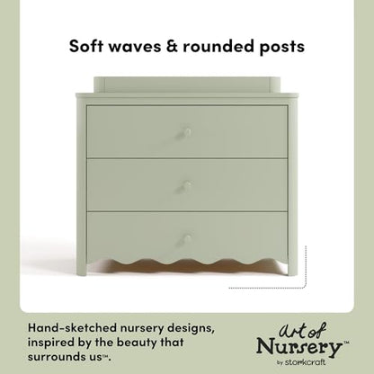 Storkcraft Casablanca 3 Drawer Chest with Removable Changing Topper, Sage | GREENGUARD Gold Certified Wood Dresser for Nursery & Kids Bedroom, Safety Interlocking Drawer System, Removable Topper - color: Sage, style: 3 Drawer Dresser