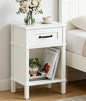 White Farmhouse Nightstand with Drawer, Small Wooden Bedside Table, White Marden End Table, Bedroom Side Table with Storage, Wooden Night Stand LET512WW - color: White