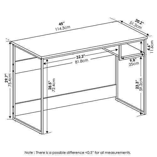 FURINNO Moretti Lifestyle Study Desk, 45 Inches, French Oak Grey - color: French Oak Grey, size: 45 inches