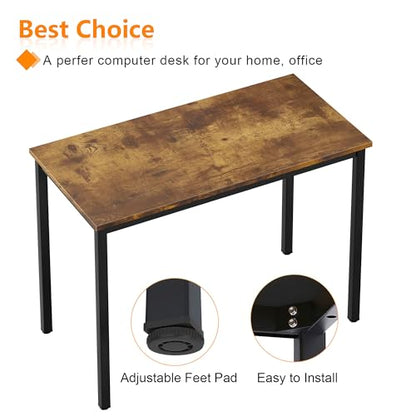 Need Small Computer Desk 31.5Inch Small Sturdy Writing Desk Retro | Black Frame Home Office Desk Gaming Writing Work from Home Study Desk, Sturdy Metal Frame, Modern Simple