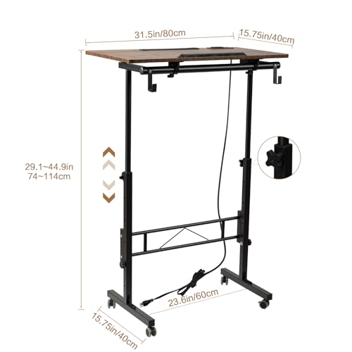 SIDUCAL Standing Desk Height Adjustable with Tiltable Tabletop, Rustic Brown - color: Brown, size: Upgraded