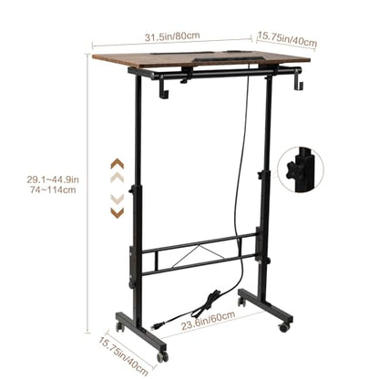 SIDUCAL Standing Desk Height Adjustable with Tiltable Tabletop, Rustic Brown - color: Brown, size: Upgraded