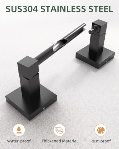 Ruacq Toilet Paper Holder Matte Black Double Post Pivoting Square Tissue Holders Roll Holder Hangers Toilet Paper Modern Wall Mounted, Commercial Bathroom Toilet Paper Roll Holder - color: Matte Black, size: Square