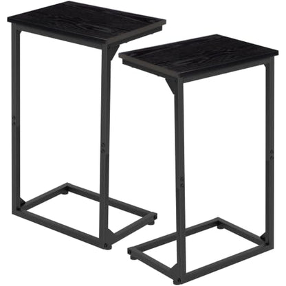 AMHANCIBLE C Shaped End Tables Set of 2, Couch Side Tables that Slide Under Sofa, Slim TV Trays for Living Room and Bedroom, Narrow Space Saving Laptop Workstation, Black, HET02BBK - color: Black
