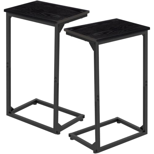 AMHANCIBLE C Shaped End Tables Set of 2, Couch Side Tables that Slide Under Sofa, Slim TV Trays for Living Room and Bedroom, Narrow Space Saving Laptop Workstation, Black, HET02BBK - color: Black