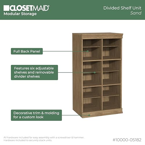 ClosetMaid Modular Storage 12-Shelf Unit with Dividers, Sand - color: Sand