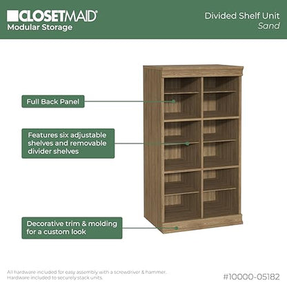 ClosetMaid Modular Storage 12-Shelf Unit with Dividers, Sand - color: Sand