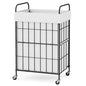 90L Laundry Hamper with Wheels, Laundry Basket with Handle and Liner Bag | Lockable Casters; Reinforced Frame; Breathable Fabric; Space-Efficient Design - color: White, size: 90L-1 Section