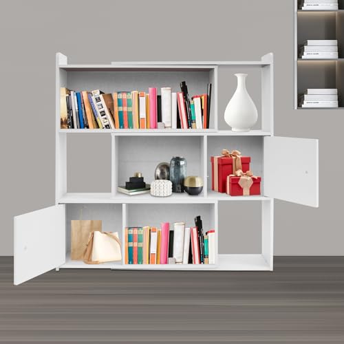Open Shelf Low Bookcase, Extendable Length, 3 Tier Wooden Bookshelf Freestanding Organizer Display Shelf for Bedroom Living Room Office Study Small Space (Warm White) - color: Warm White