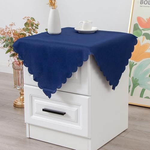 Small Square Navy Tablecloth 24 x 24 Inch | Polyester Fabric Washable Table Cover Decorative Wrinkle Resistant Solid Color Table Cloth for Nightstand Party Wedding - color: Navy, size: 24" x 24" (Square)