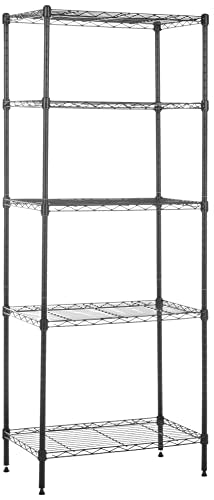 Amazon Basics 5-Shelf Multipurpose Adjustable Steel Garage Shelving Unit, Storage Rack for Kitchen, 200 lbs Per Shelf, Easy Assembly, 13.4"D x 23.2"W x 60"H, Black - color: Black, size: 23.2"L x13.4" W x 60"H, style: 5 -Shelf
