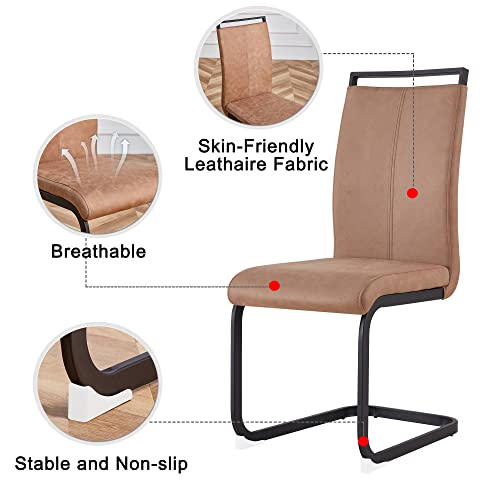 Baysitone Modern Dining Chairs Set of 4, Side & Kitchen Chairs with Leathaire Padded Seat High Back, for Dining, Kitchen & Living Room - Brown - color: Brown, size: Set of 4