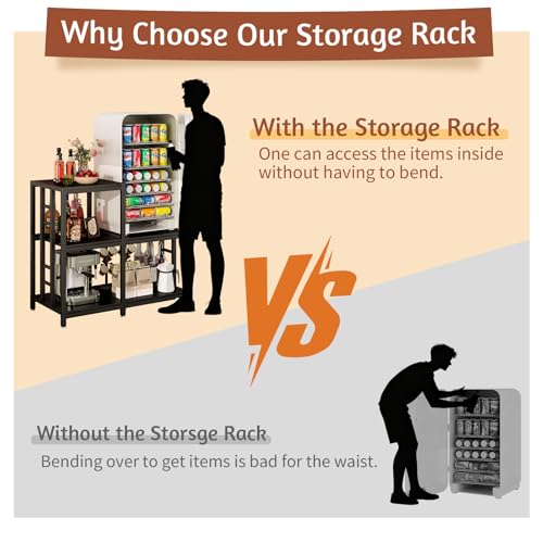 METYERRY 5-Tier Mini Fridge Stand, Bakers Rack with Storage,Multi-Purpose Microwave Stand,Mini Fridge Cabinet,Mini Fridge Shelf for Office,Kitchen,Living Room,Coffee Bar,Black - color: Black