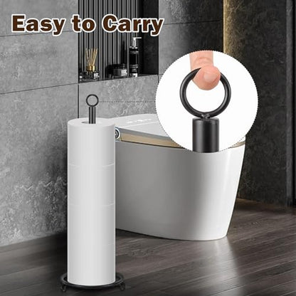 Bath Toilet Paper Holder, Metal Toilet Tissue Roll Organizer Storage, Tissue Paper Holder Stand for Bathroom/Kitchen Countertop, 21" H (Matte Black) - color: Matte Black