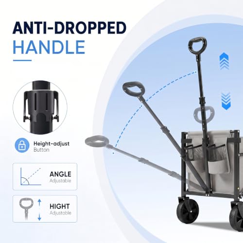 Sekey Collapsible Wagon Cart with Drop-Down Tailgate, 300 lb Capacity - color: Gray, size: 300 lbs
