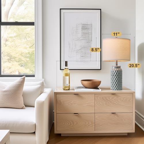 USumkky 20.5" Ceramic Table Lamps Set of 2, Modern Farmhouse Boho Bedside Lamps for Bedroom, Nightstand Lamps for Living Room End Tables, Small Desk Lamps, Grey - color: 20.5" Grey-2 Pack