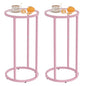 C Table Side End Table,Glass Couch Table Set of 2, Round Sofa End Table with Metal Frame, Small Snack Table for Living Room, Bedroom, Small Spaces, Easy Assembly (Pink,2pcs) - color: Pink