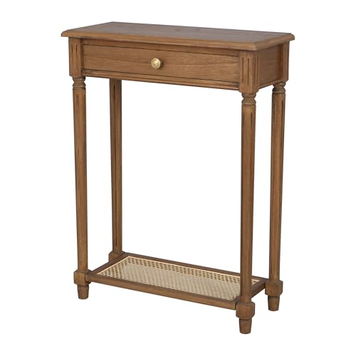 East at Main Lenora Console Table – 23.75” Narrow Entryway Table with Storage & Cane Shelf – Solid Wood Accent Table for Hallways, Foyers, and Small Spaces – French Country & Traditional Style | 23.75-inch slim hallway table with cane shelf, solid wood fr