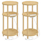 HOOBRO Set of 2 Small Round Side Tables with Charging Station, 3-Tier Round Bamboo End Tables, Easy Assembly, for Living Room, Bedroom, Apartment, Natural YL152UBZP201 - color: Natural