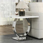 Asday 23.6" White and Silver End Table, Modern Side Table with Glossy Wooden Top and Stainless Steel U-Shaped Base, Accent Table for Living Room, Bedroom, Lounge - color: White and Silver, size: Set of 1