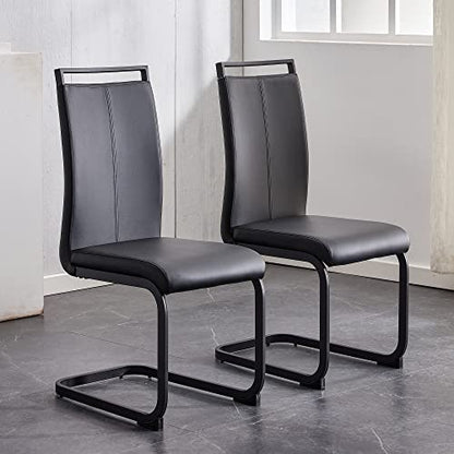 Baysitone Modern Dining Set of 2, Side Chairs With Black Frame, Faux Leather Padded Seat High Back for Kitchen, Dining Room, Living Room - Black - color: Black With Black Leg, size: Set of 2