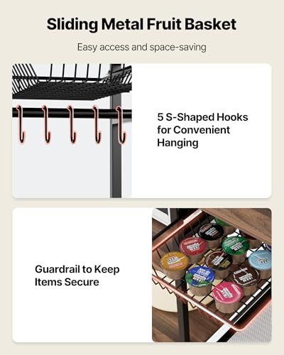 VEVOR Bakers Rack, 35.4 inch Width Microwave Stand,Kitchen Stand with X-Shaped Support Bar & 5 S-Shaped Hooks,Kitchen Storage Shelf for Dish Storage, Spice Jars, Coffee Bar Organization - size: 35.4 x 15.7 x 35.4