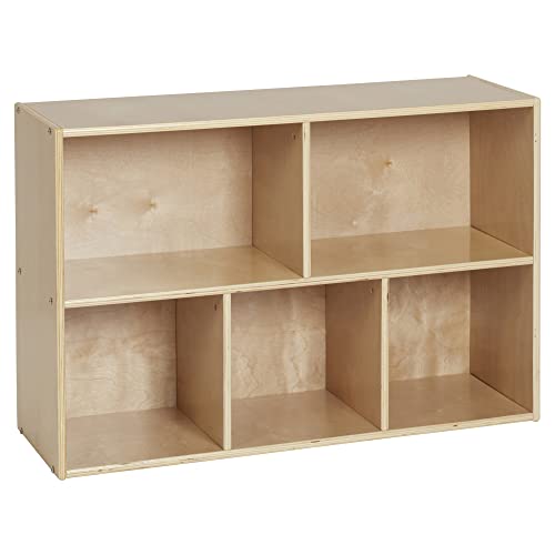 ECR4Kids Streamline 5-Compartment Storage Cabinet, 24in, Classroom Furniture, Natural - color: Natural