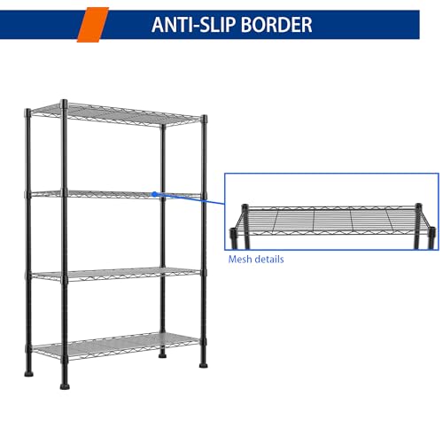 REGILLER 4-Wire Shelving Metal Storage Rack Adjustable Shelves,Standing Storage Shelf Units for Laundry Bathroom Kitchen Pantry Closet(Black,14.1" D x 30" W x 54" H) - size: 4tier 14.1"D x 30"W x 54"H