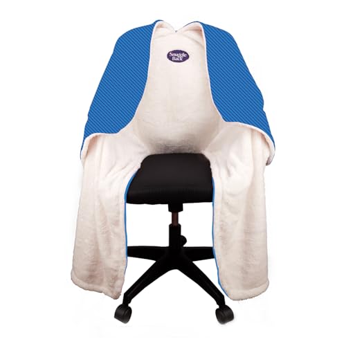 The Original Office Chair Blanket by SnuggleBack; Cozy Comfy Office Desk Chair Wrap Attaches for Hands-Free Warmth. Stay Warm In The Winter or Summer. (Blue Pattern Fleece) - color: Blue Pattern Fleece